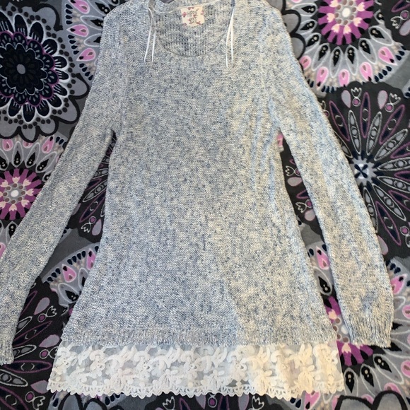 Heather blue and cream sweater lace Fringe on end - Picture 1 of 4